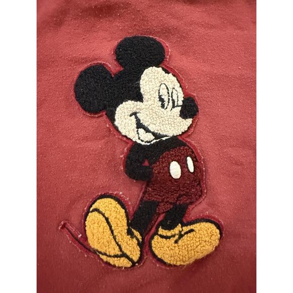 Disney Mickey Mouse Sweatshirt Toddler 2T Burgundy Crewneck Pullover Chenille - Picture 2 of 5
